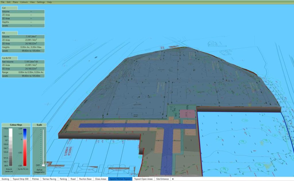 Kubla Cubed model of the sports pitches topsoil layer